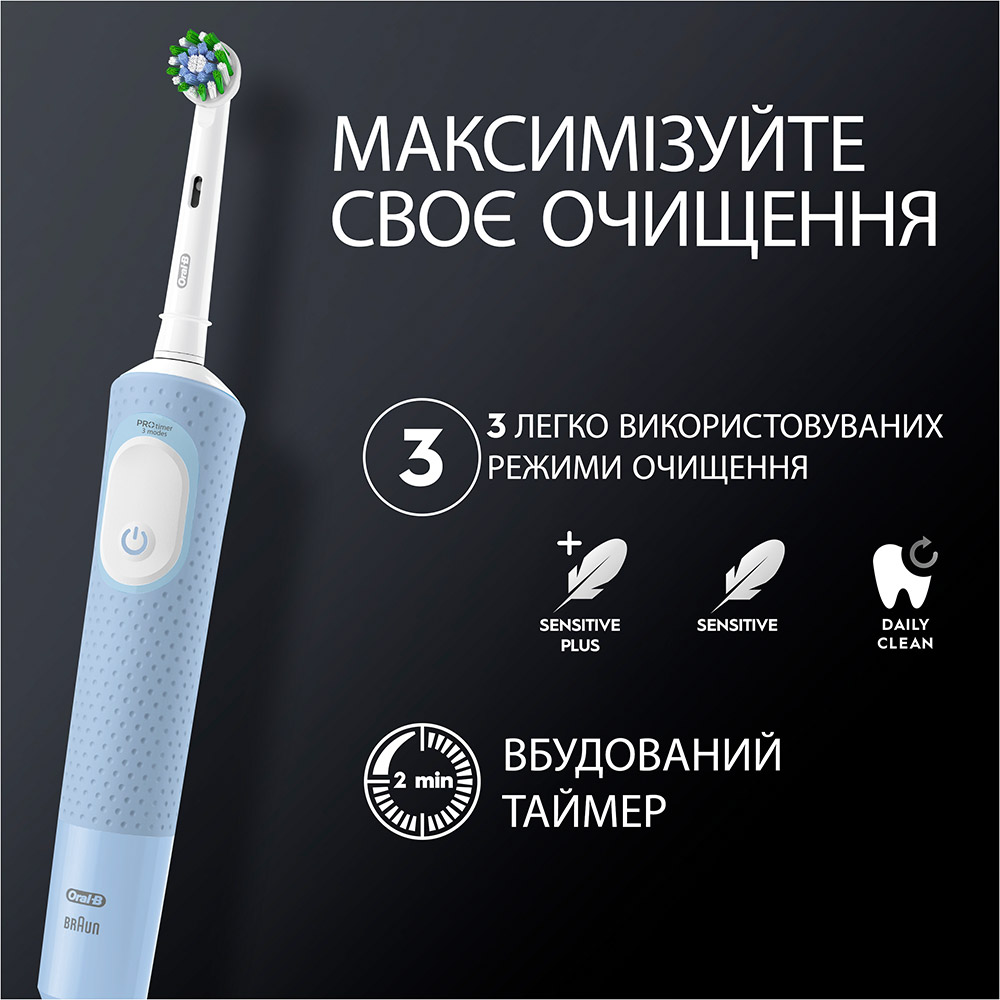 Зубна щітка ORAL-B BRAUN Vitality Pro Protect X Clean Blue (4210201446453) Тип голівки з'ємна