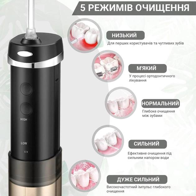 Зовнішній вигляд Іригатор H2OFLOSS HF-10 Mini black (H2OHF10)
