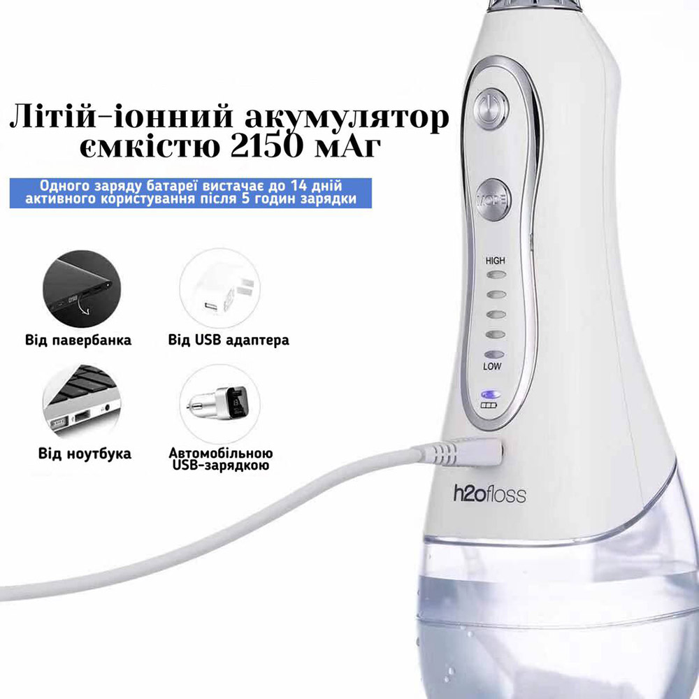 Фото Іригатор H2OFLOSS Travel Kit HF-6 White (H2O-HF6-white)