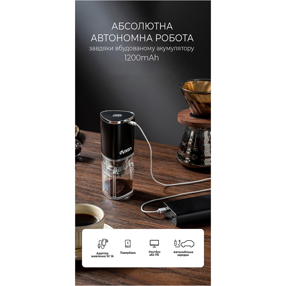 Кавомолка DYXON MEGAGRIND 155 Black Тип електрична