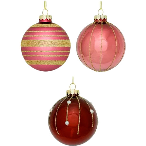 Фото 1 Набір ялинкових кульок HOUSE OF SEASONS 3 шт Pink (1082795)
