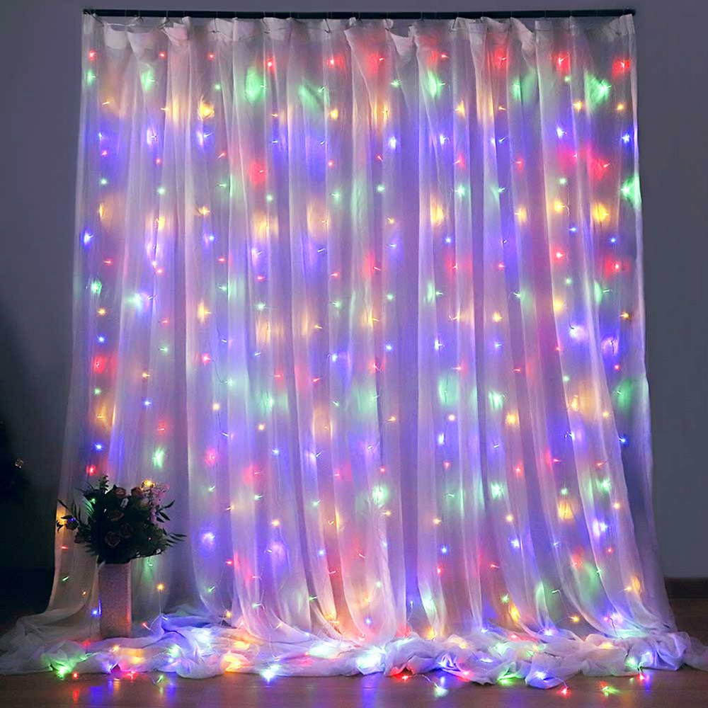 Фото 4 Светодиодная гирлянда COLOR WAY Штора-занавес 300 LED 3x3 м 220 В Разноцветный (CW-GW-300L33VWFMC)