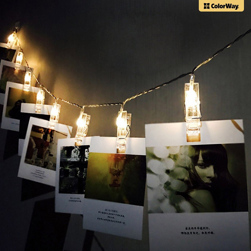 В інтернет магазині Світлодіодна гірлянда COLORWAY з прищіпками для фото 20LED 3 м Warm White (CW-LCP-20L30BU)