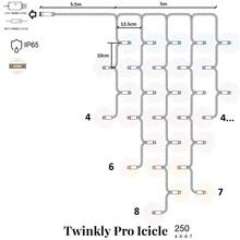 Світлодіодна гірлянда TWINKLY Smart LED Pro Icicle RGBW 250 AWG22 IP65 прозорий (TW-PLC-I-CA-250SPP-T)