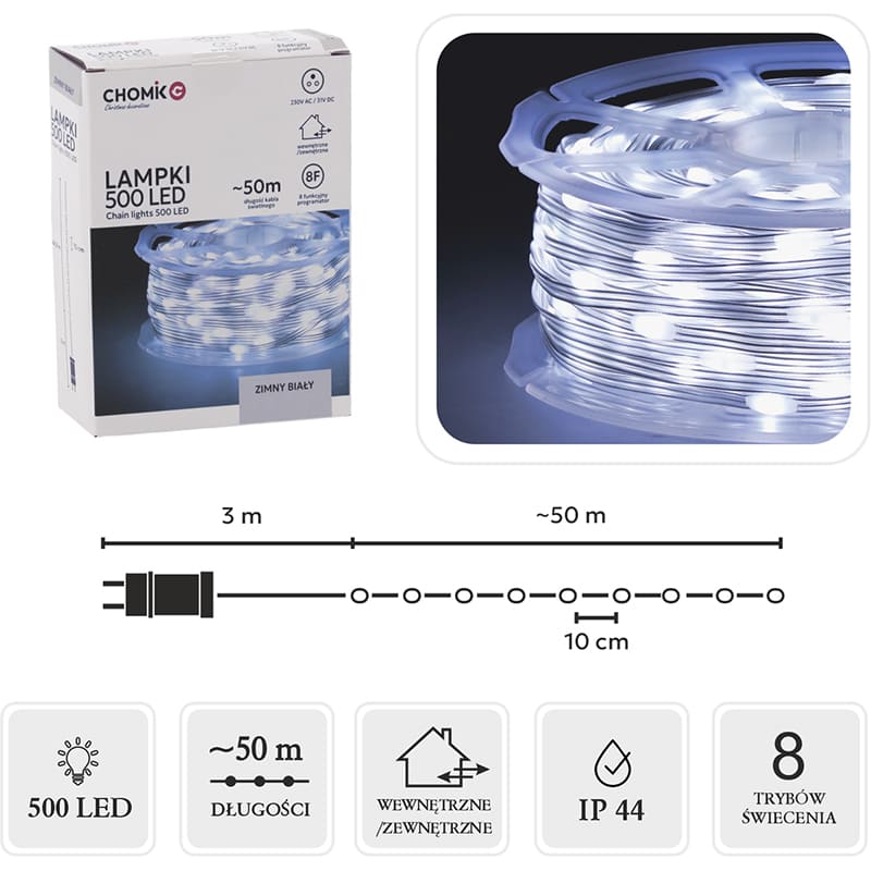 Гирлянда CHOMIK LED 500L 49.9 м (LED0122) Фото 3 Гирлянда CHOMIK LED 500L 49.9 м (LED0122)