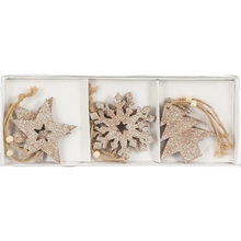 Набор ёлочных игрушек HOUSE OF SEASONS Снежинки, звезды, елки 6 шт (1159415)