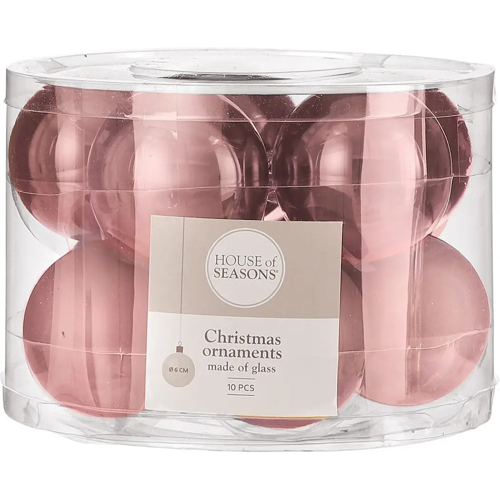 Набір ялинкових іграшок HOUSE OF SEASONS 10 шт 6 см Pink (1142266)