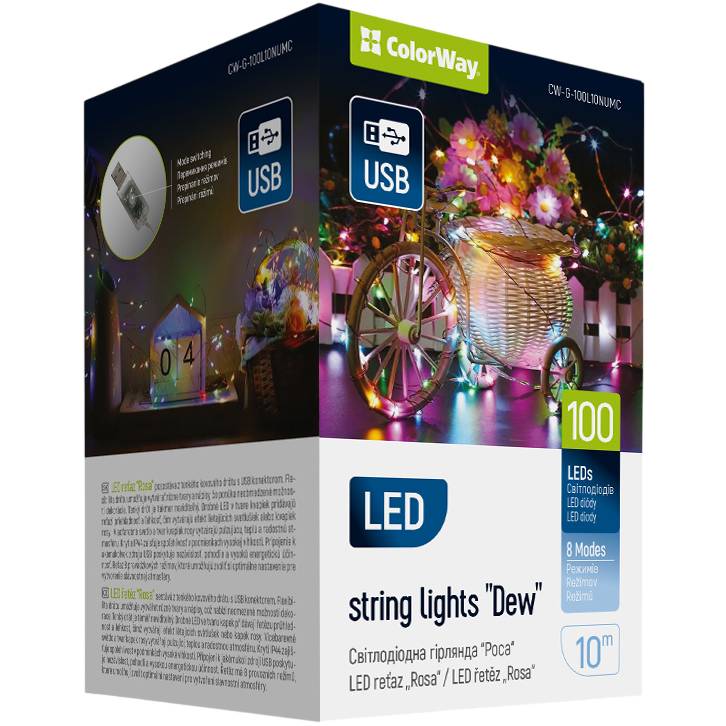 Светодиодная гирлянда-роса COLORWAY LED 100 10м USB (CW-G-100L10NUMC)