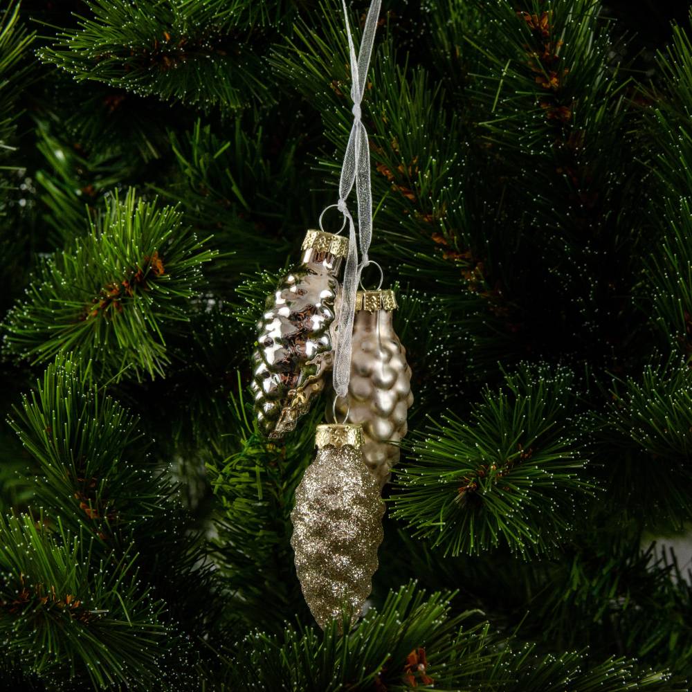 Набір ялинкових іграшок MICA DECORATIONS Шишки 3 шт Champagne (1179372) Тип ялинкова іграшка