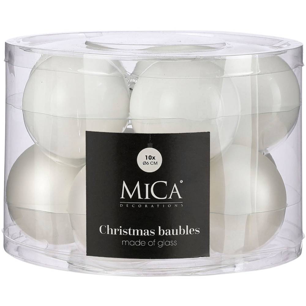 Набір ялинкових іграшок MICA DECORATIONS 10 шт White (1180816)