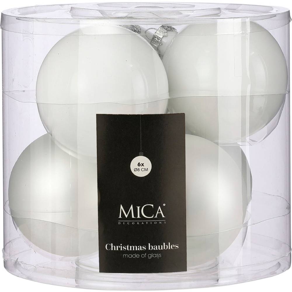 Набір ялинкових іграшок MICA DECORATIONS 6 шт White (1180821)