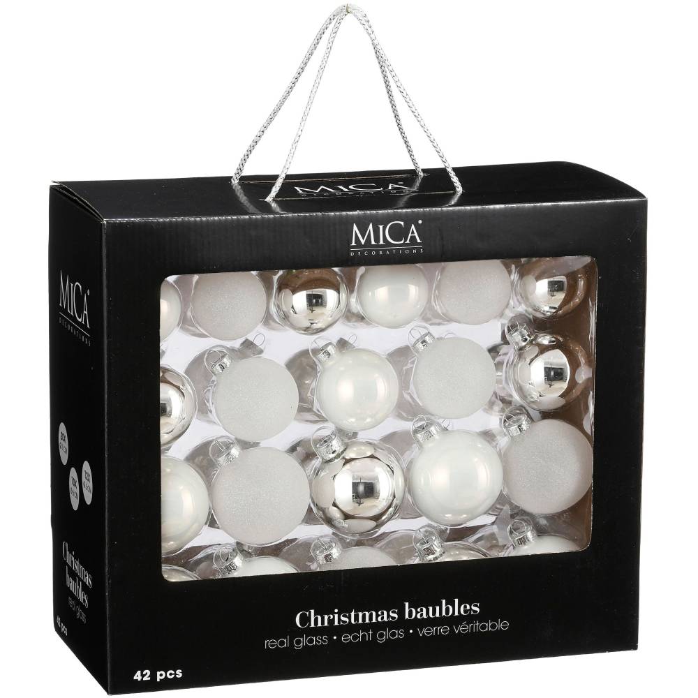 Набір ялинкових іграшок MICA DECORATIONS 42 шт White (1180831)