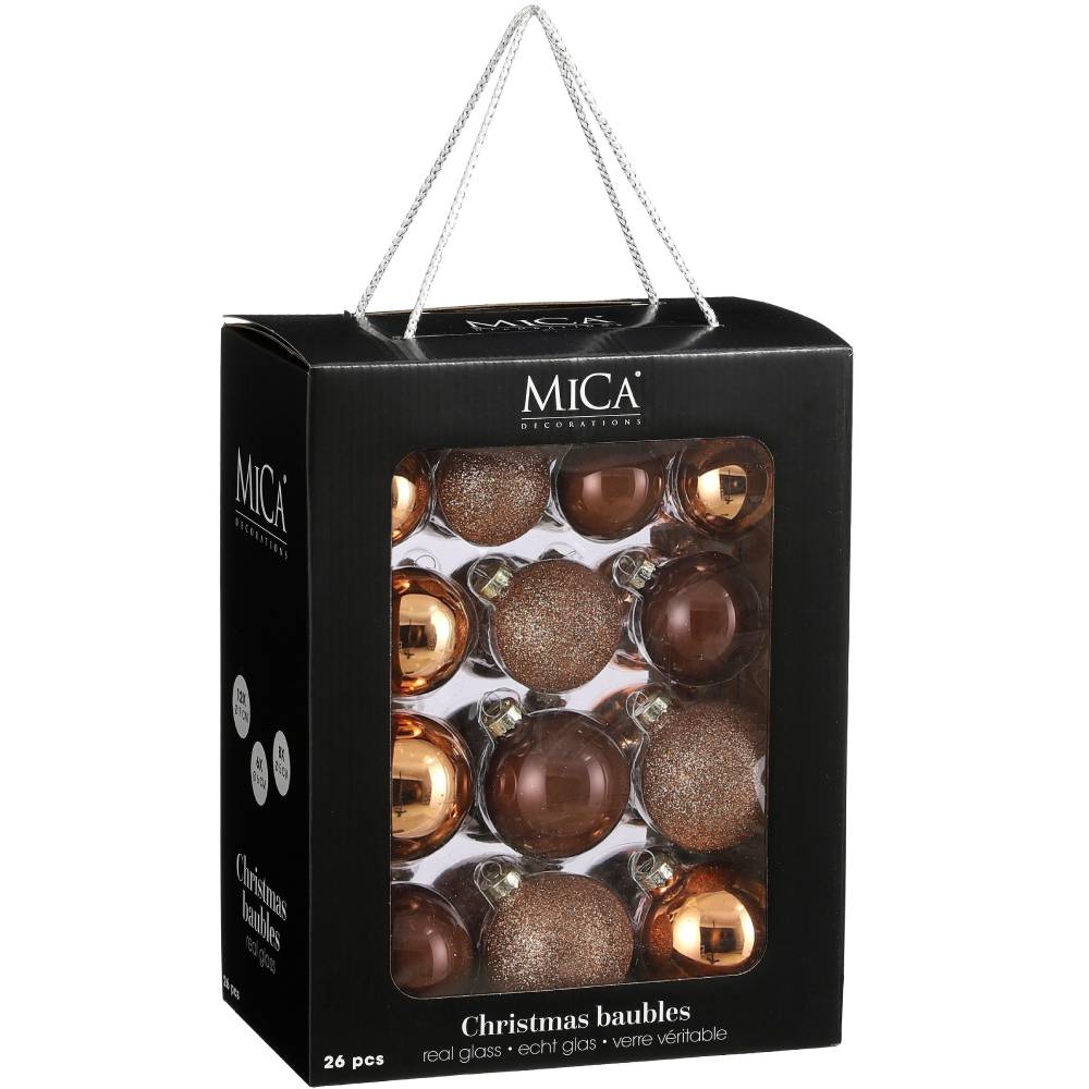 Набір ялинкових іграшок MICA DECORATIONS 26 шт Chocolate (1181257)