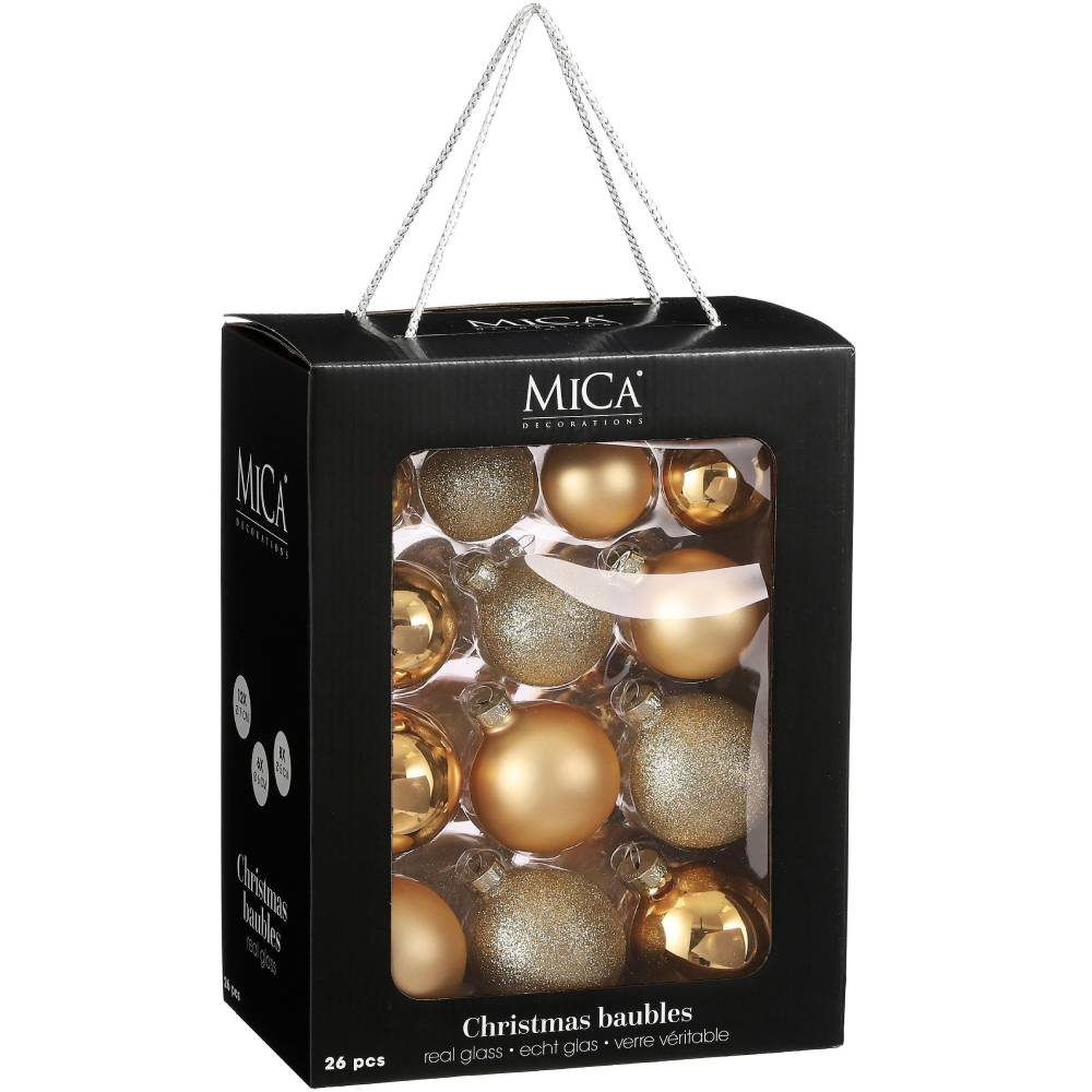 Набір ялинкових іграшок MICA DECORATIONS 26 шт Gold (1181259)