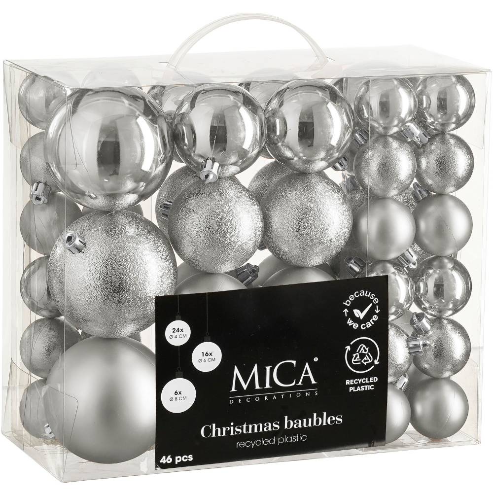 Набір ялинкових іграшок MICA DECORATIONS 60 шт Silver (1181993)