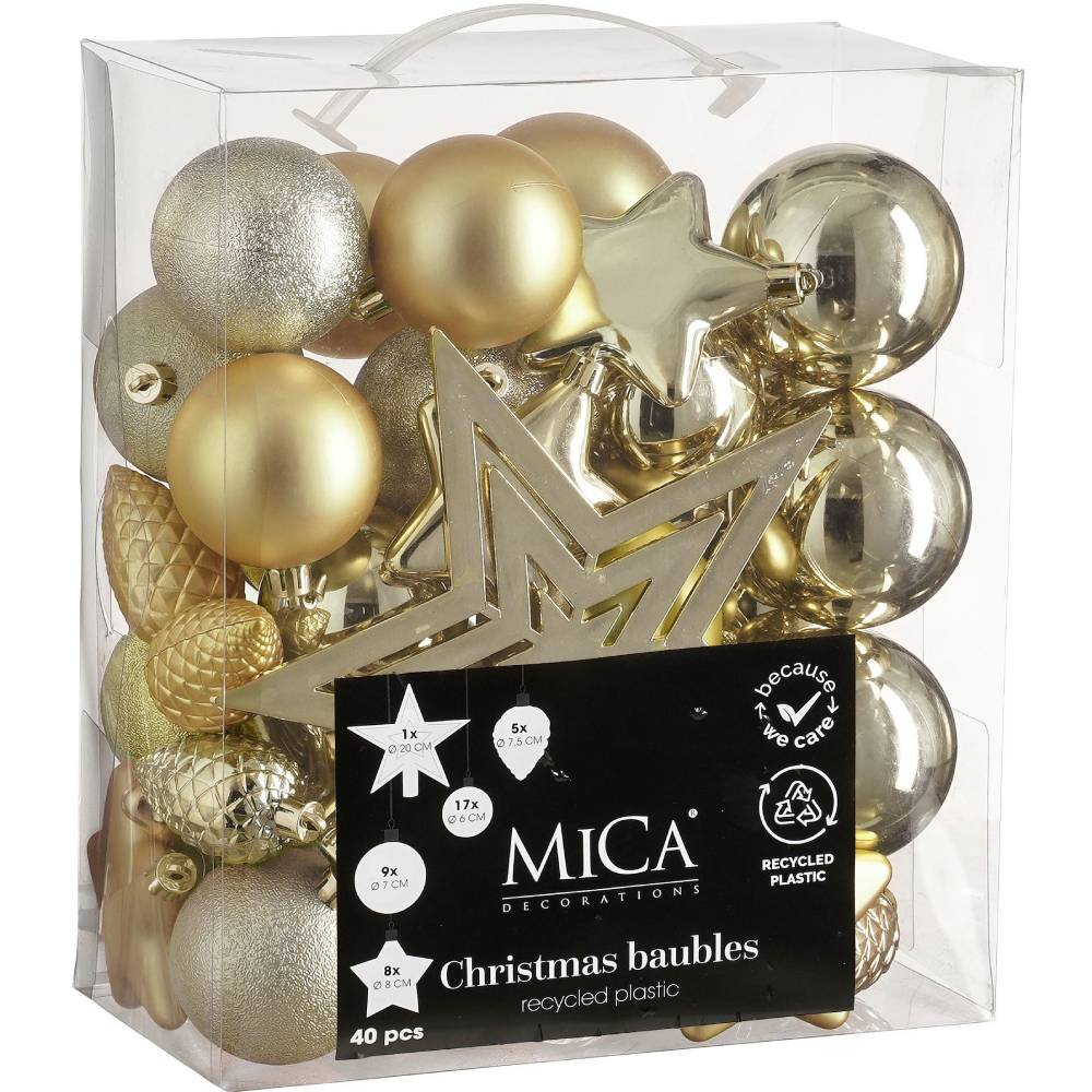 Набір ялинкових іграшок MICA DECORATIONS 40 шт Champagne (1182007)