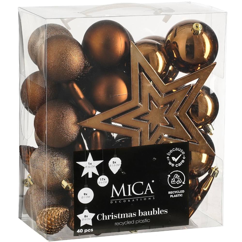 Набір ялинкових іграшок MICA DECORATIONS 40 шт Шоколад (1182013)