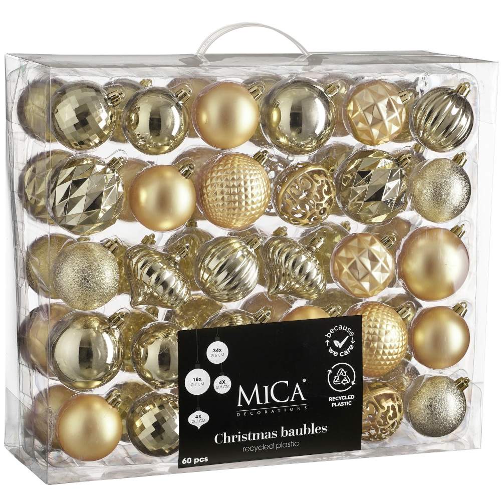 Набір ялинкових іграшок MICA DECORATIONS 60 шт Шампань (1182020)