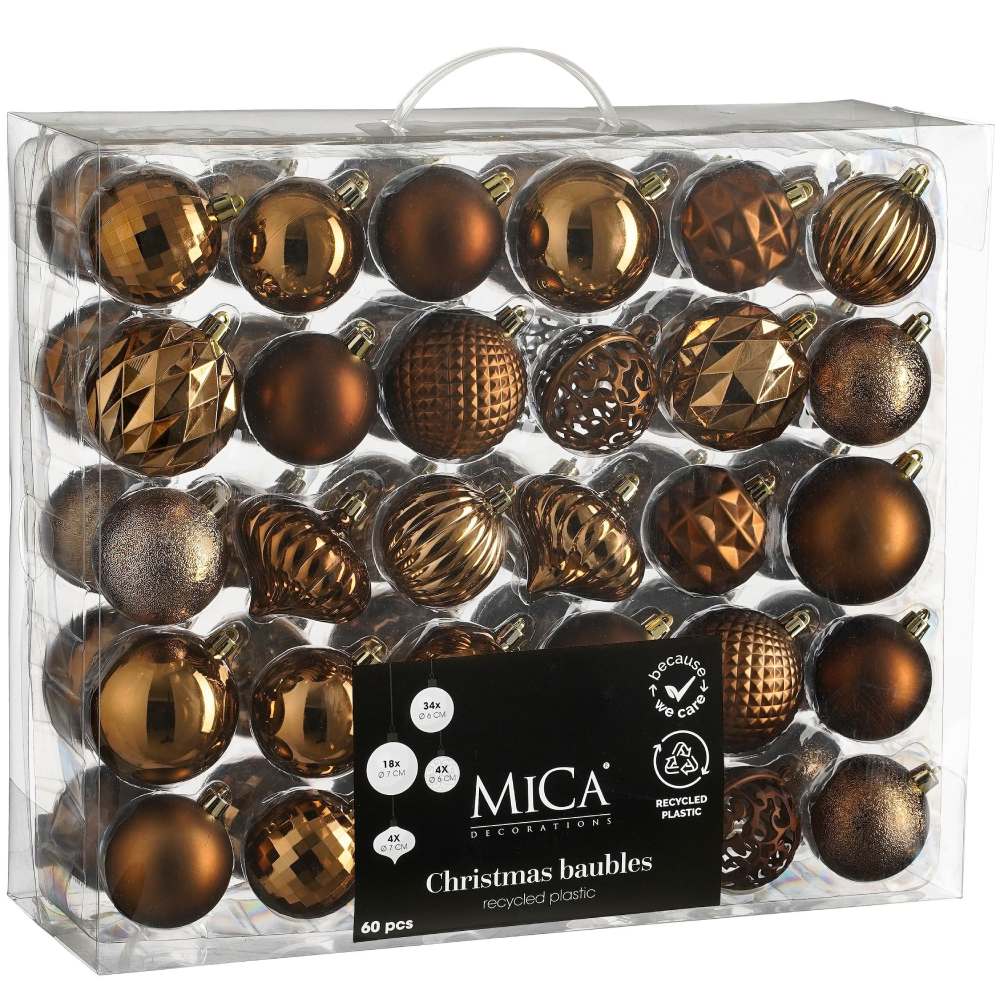 Набір ялинкових іграшок MICA DECORATIONS 60 шт Шоколад (1182026)