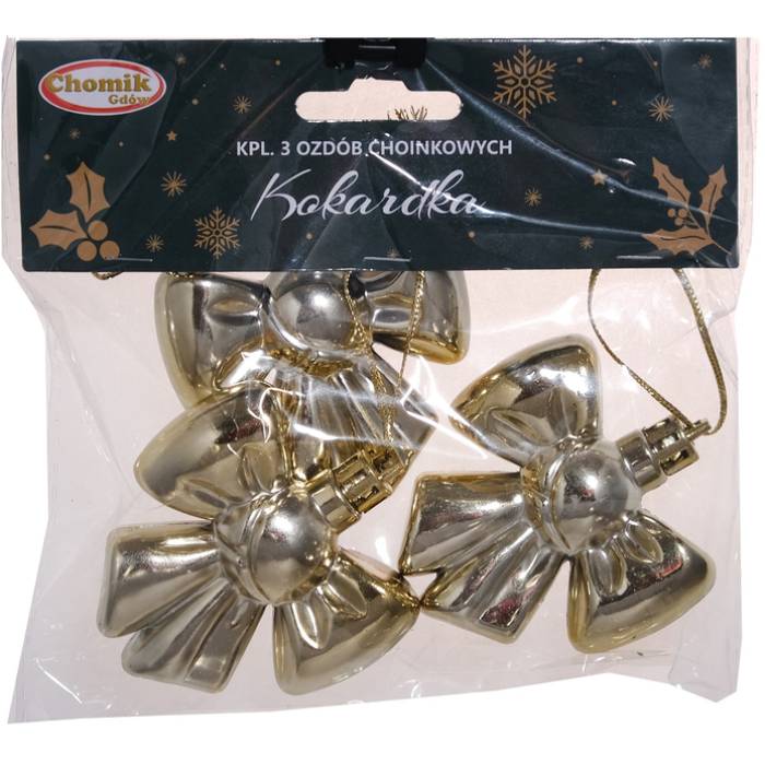 Фото 1 Набір ялинкових іграшок CHOMIK Бант 3 шт Gold (BAI9342)
