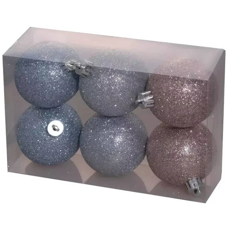 Набір ялинкових іграшок CHOMIK 6 шт Blue/Pink/Silver (GIF0577)