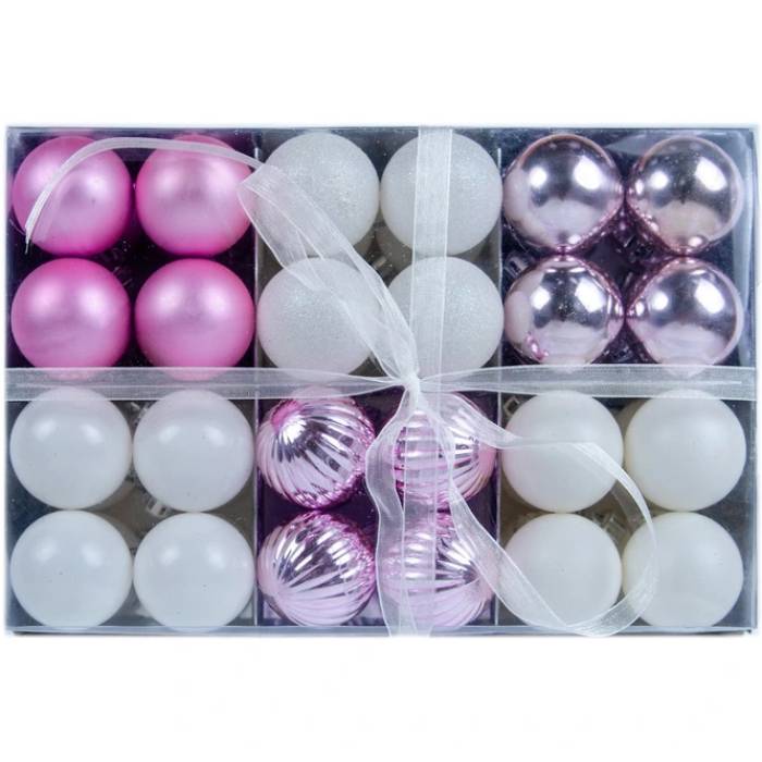 Набір ялинкових іграшок JUMI 48 шт White/Purple (B-960190)