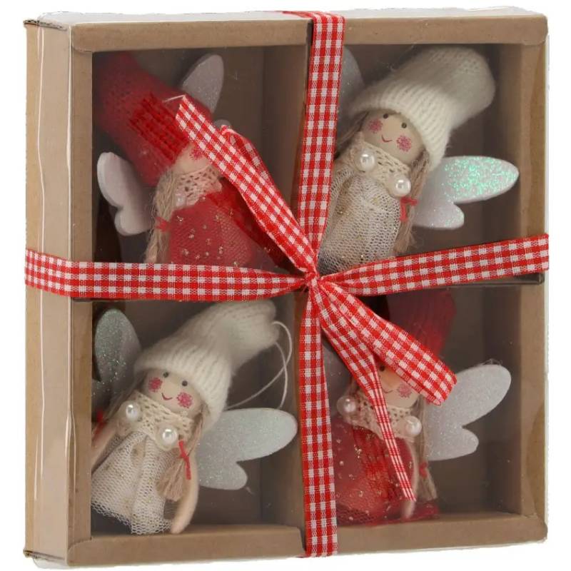 Набір ялинкових іграшок CHOMIK Фея 4 шт Red/Beige (TIA0133)