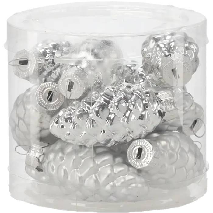Набір ялинкових іграшок CHOMIK Шишки 16 шт Silver (BOZ2119)