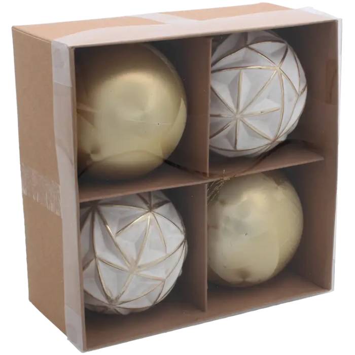 Набор елочных игрушек CHOMIK 8 см 4 шт White/Gold (BIK7243)