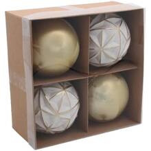 Набор елочных игрушек CHOMIK 8 см 4 шт White/Gold (BIK7243)