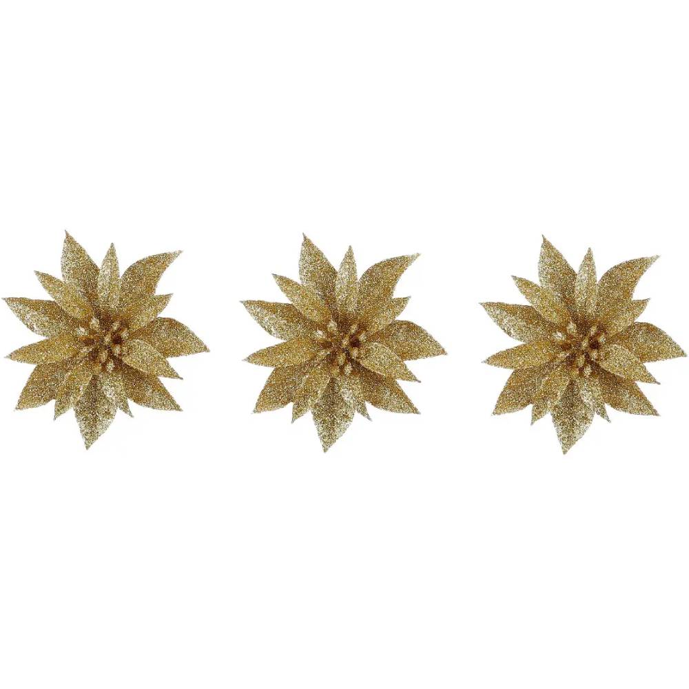 Фото 1 Цветок декоративный Mica Decorations 10 см 3 шт Gold (1181051)