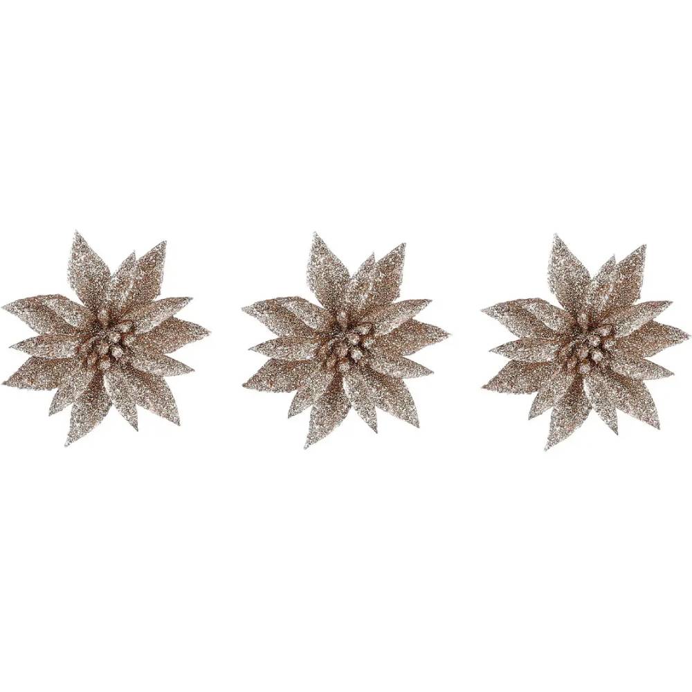 Фото 1 Цветок декоративный Mica Decorations 10 см 3 шт Champagne (1181051)