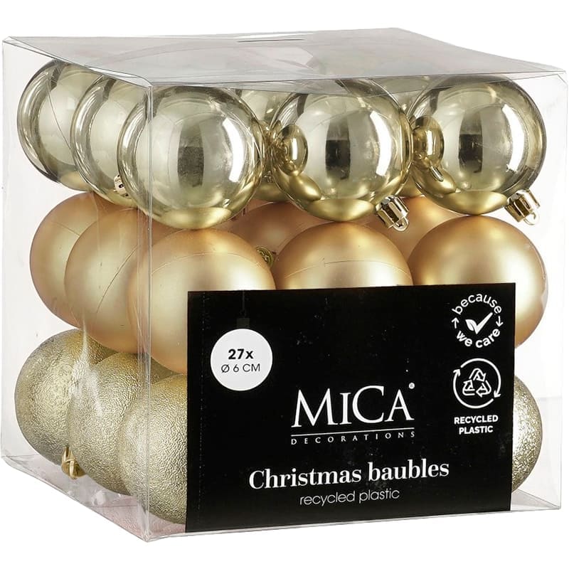 Набор елочных игрушек MICA DECORATIONS 6 см 27 шт Champagne (1181968)