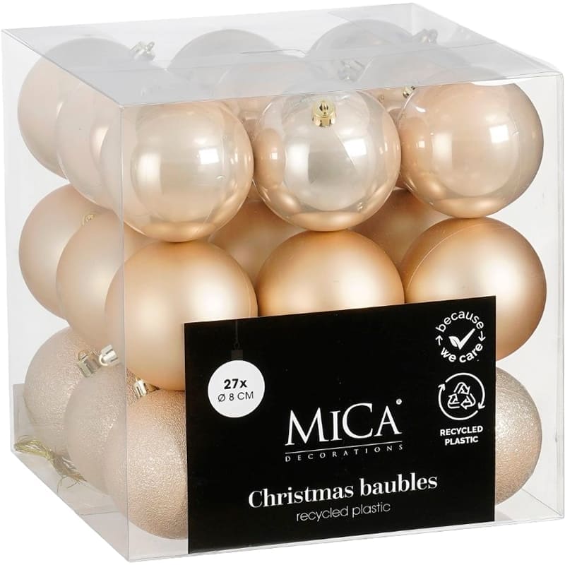 Набор елочных игрушек MICA DECORATIONS 8 см 27 шт Cream (1170770)