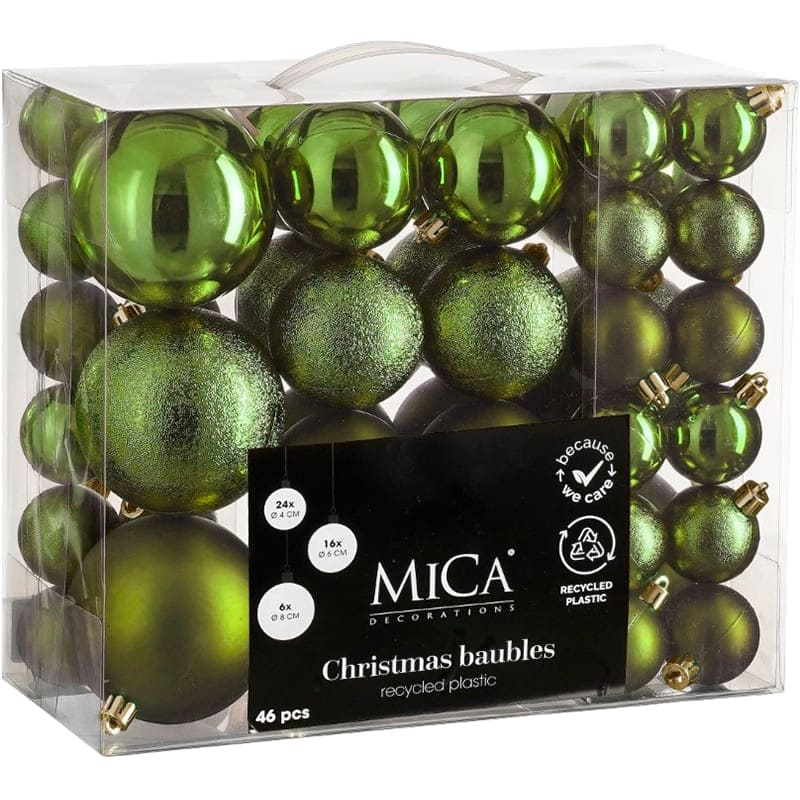 Набор елочных игрушек MICA DECORATIONS 4/6/8 см 46 шт Green (1181995)