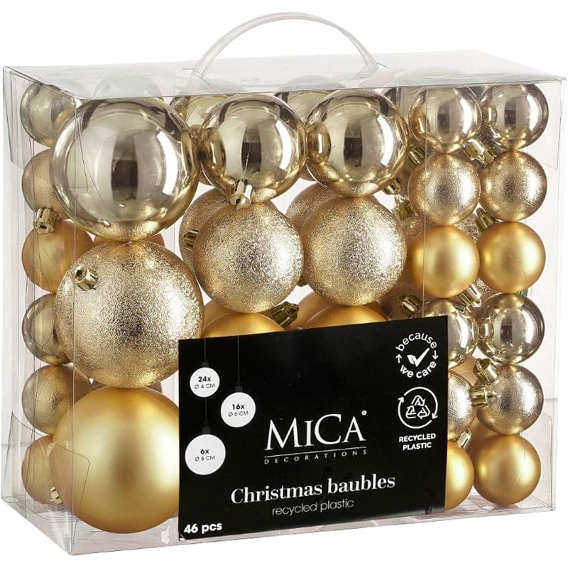 Набор елочных игрушек MICA DECORATIONS 4/6/8 см 46 шт Champagne (1181994)