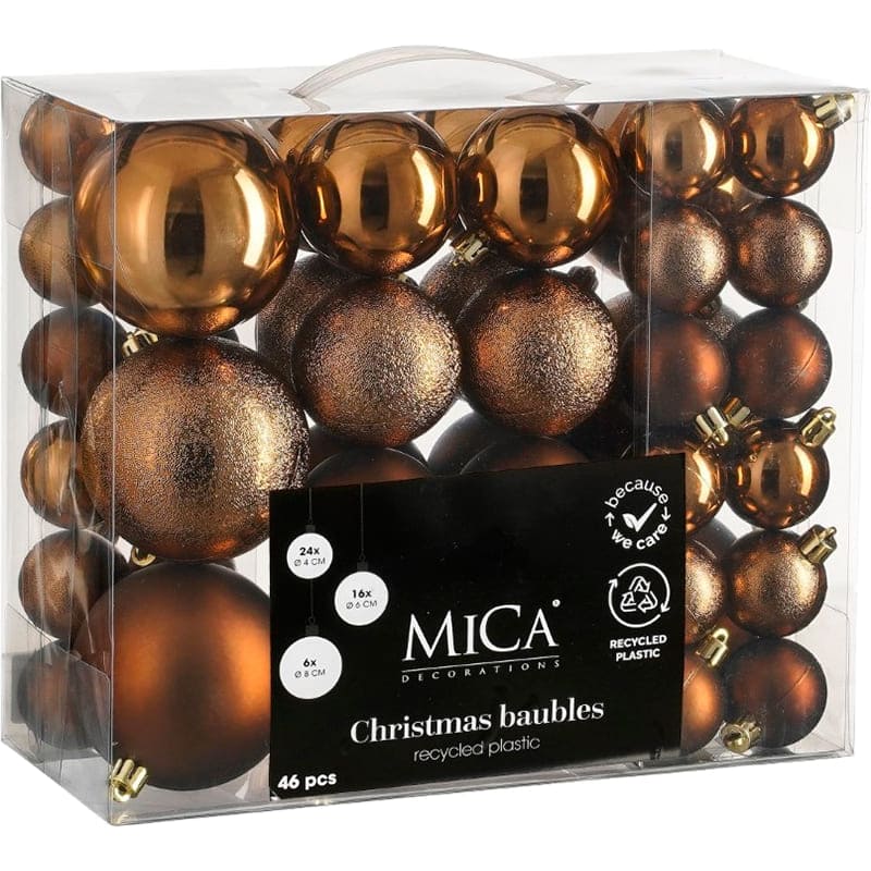 Набор елочных игрушек MICA DECORATIONS 4/6/8 см 46 шт Chocolate (1182000)