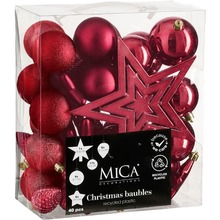 Набор елочных игрушек MICA DECORATIONS 6/7/8 см 40 шт Cherry (1182009)