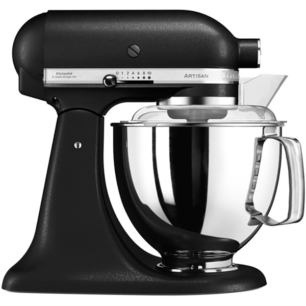 Кухонна машина KITCHENAID Artisan 4.8 л Graphite (5KSM175PSEBK) Комплектація Чаша - 2шт, гак для тіста, віночок, насадка для густих, для м'яких сумішей, захист від бризок;