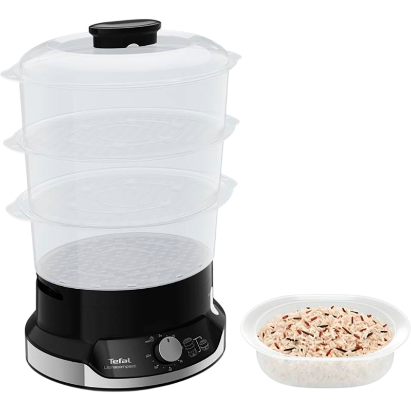 Пароварка TEFAL Ultracompact VC204810 Дополнительно Чаша для риса 1 л; Можно мыть в посудомоечной машине; Длина шнура питания 1 м