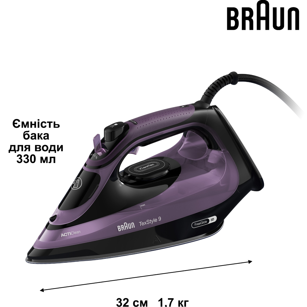 Утюг BRAUN TexStyle 9 SI9661VI (0127409001) Тип подошвы Eloxal Plus