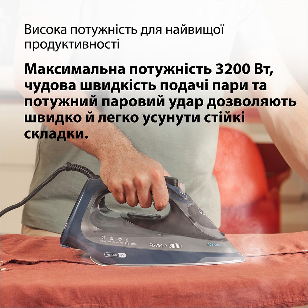 Утюг BRAUN TexStyle 9 SI9682DB Оснащение система "капля-стоп"