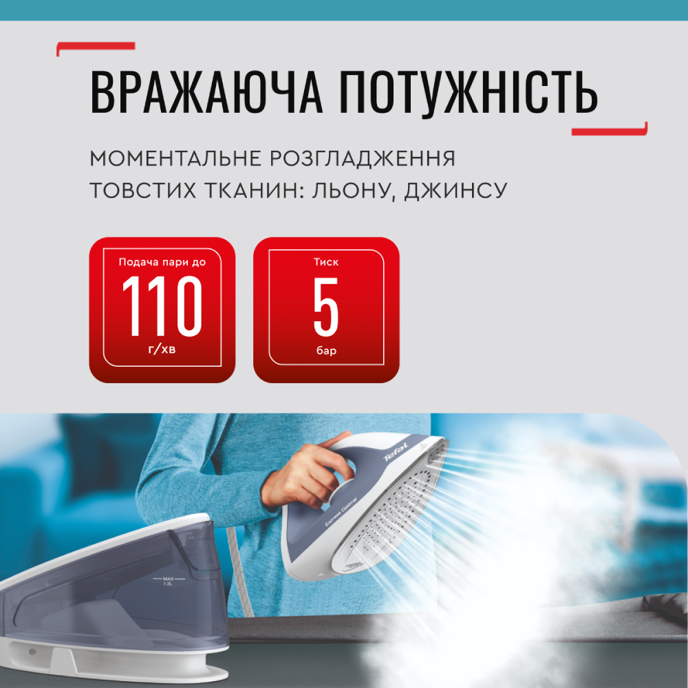 Утюг с парогенератором TEFAL SV4110E0 Тип подошвы Xpress Glide