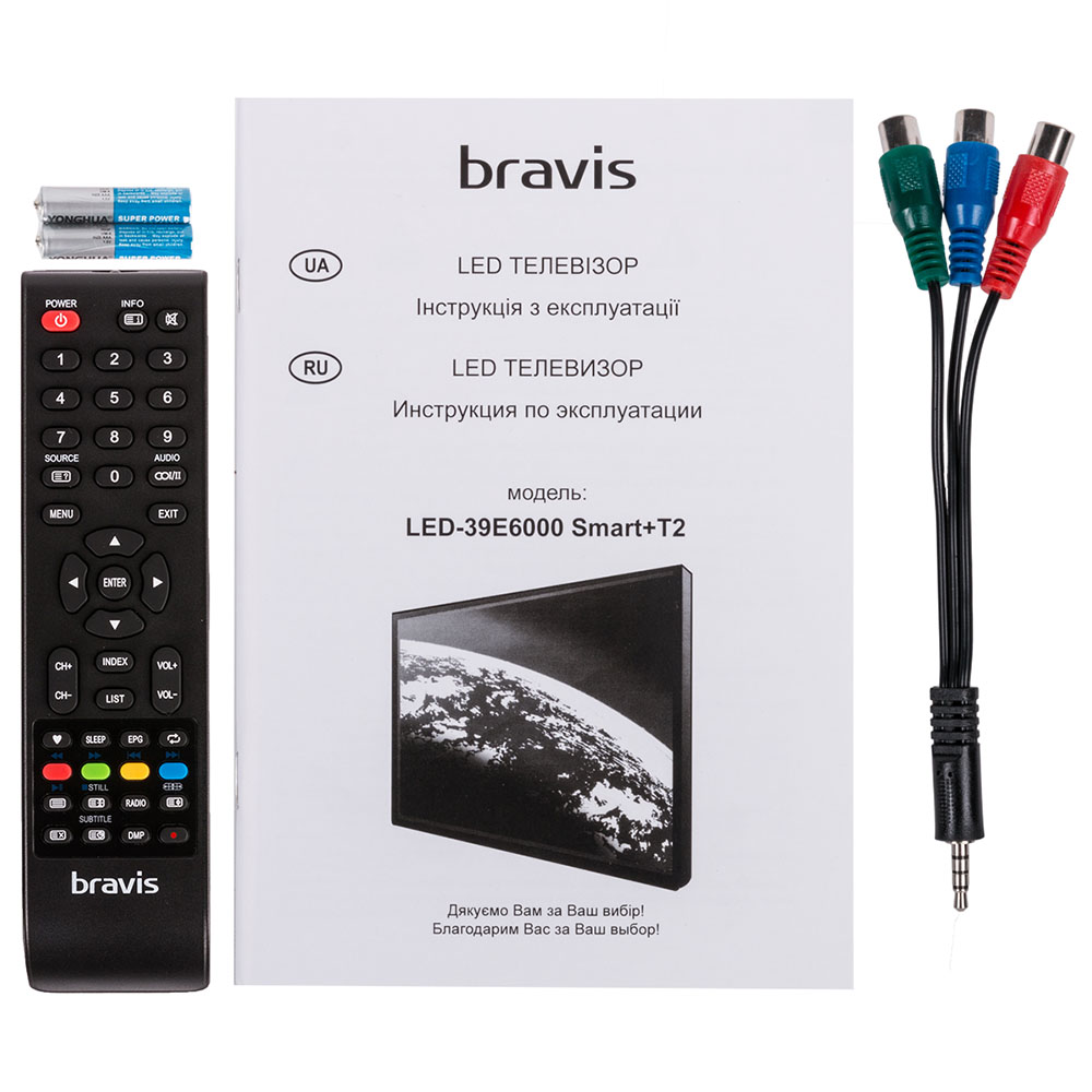 Фото Телевізор BRAVIS LED-39E6000 Smart+T2 black