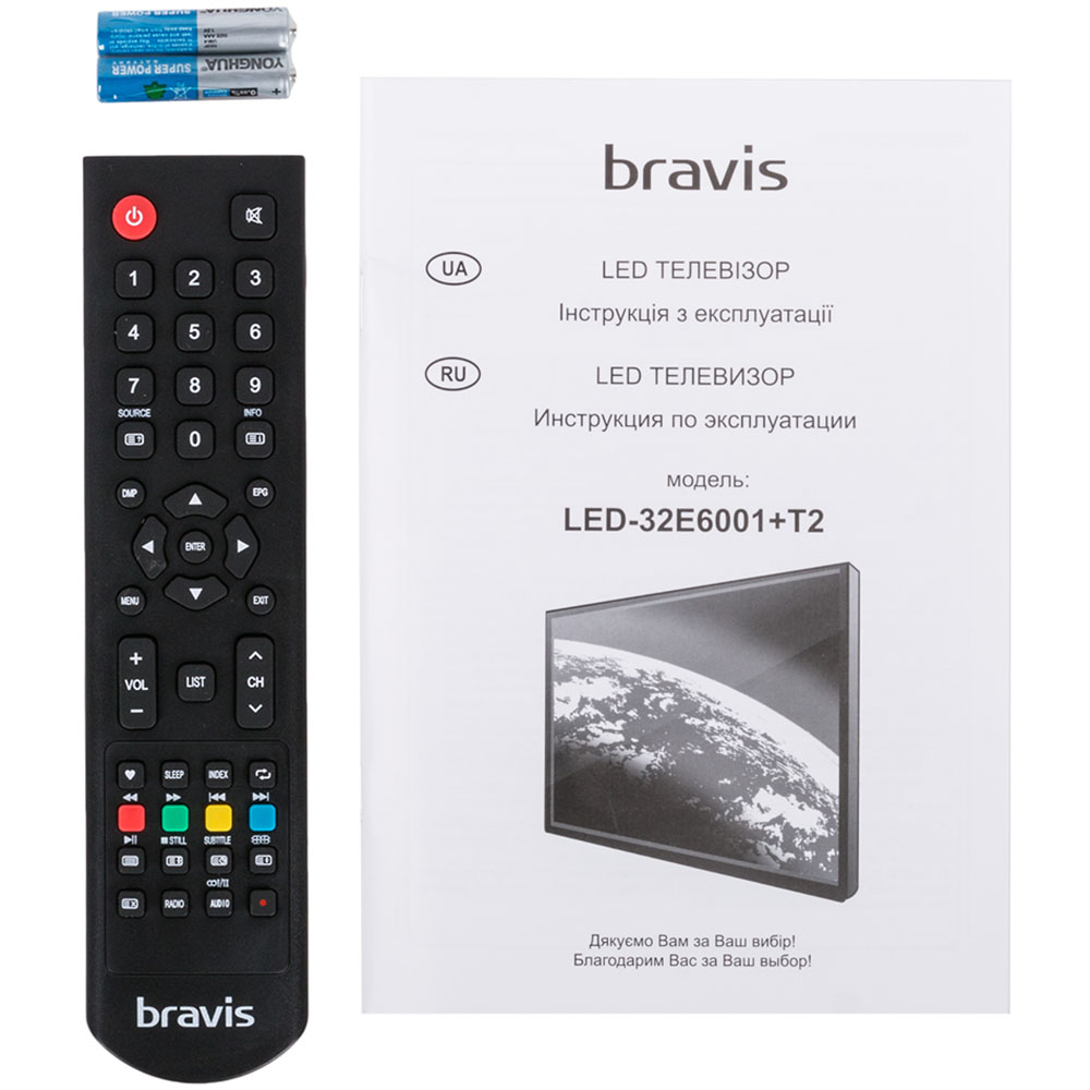 Фото Телевізор BRAVIS LED-32E6001 + T2 black