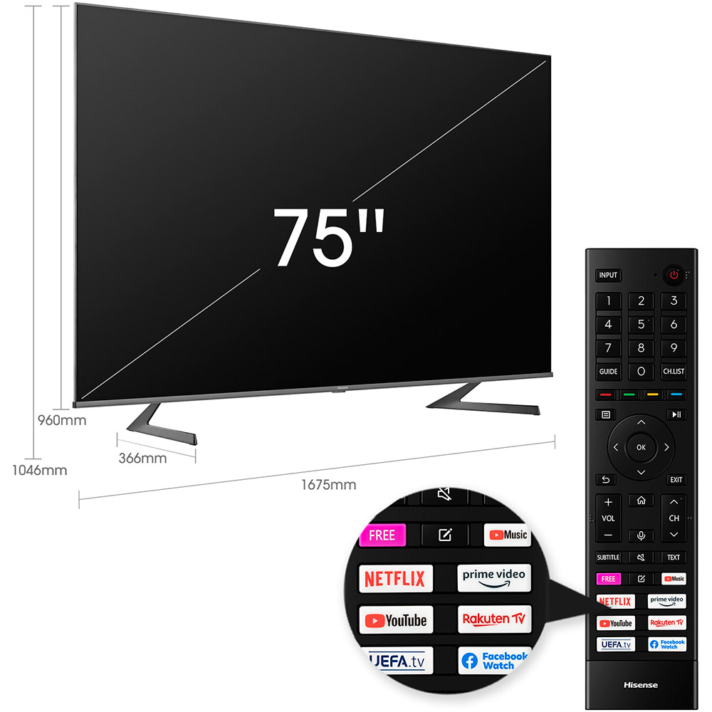 Телевизор HISENSE 75A7GQ Частота развертки 60