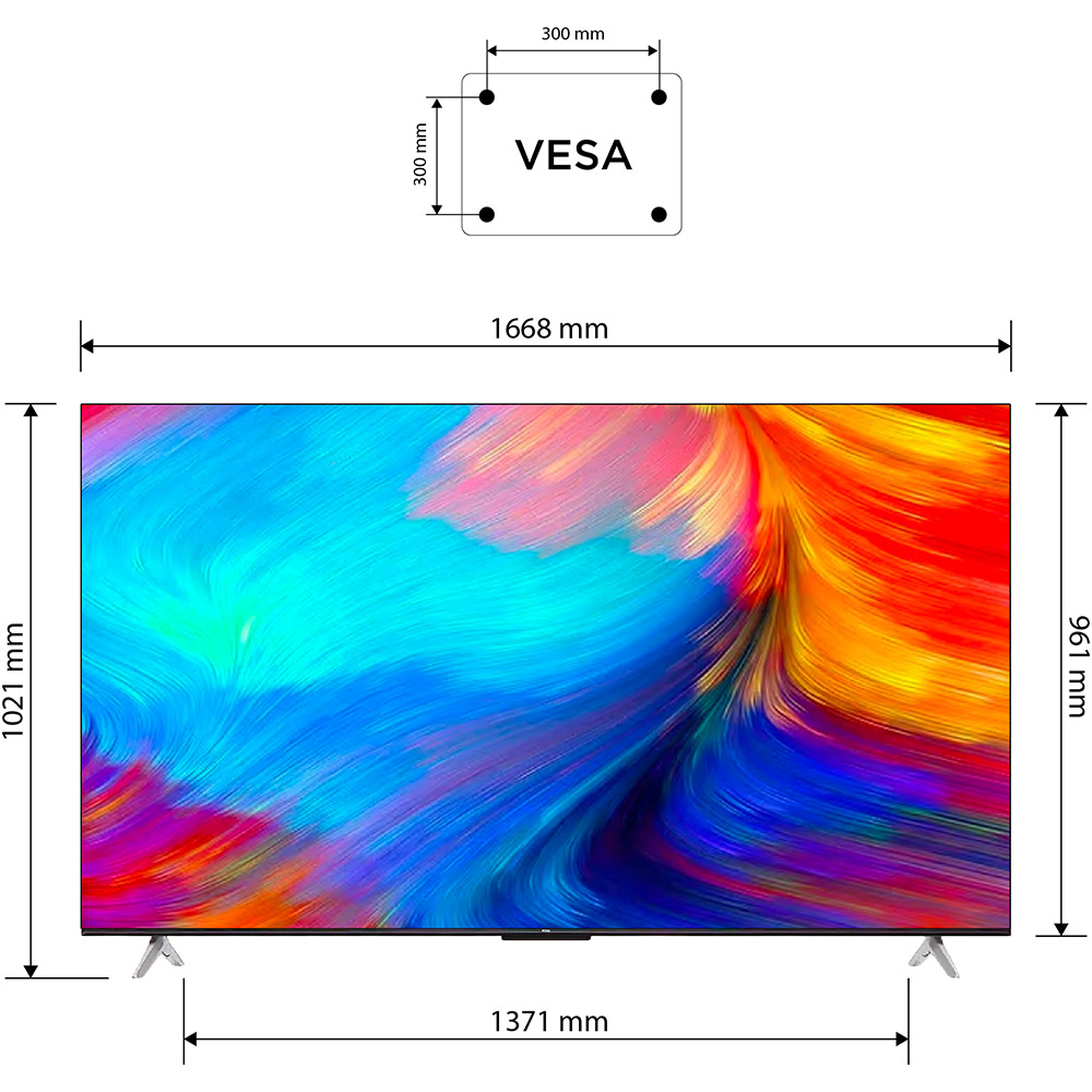 Телевизор TCL 75P639 Разрешение 3840 x 2160 (4K UHD)