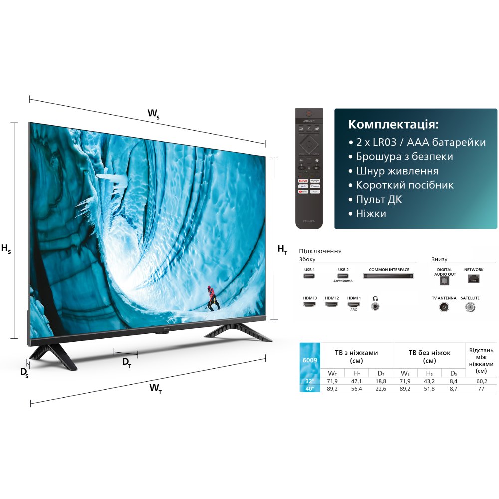 Фото Телевізор PHILIPS 32PHS6009/12