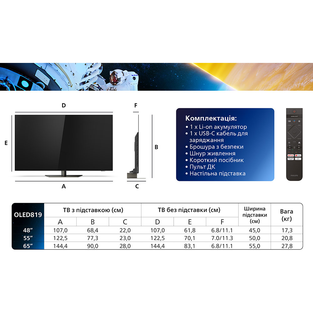 Зображення Телевізор PHILIPS 48OLED819/12