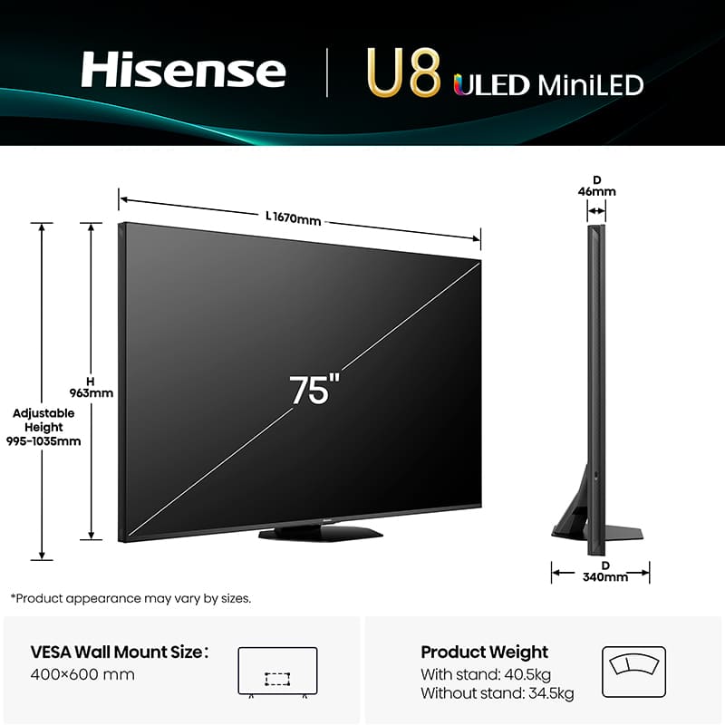 Телевизор HISENSE 75U8Q Smart TV со Smart TV